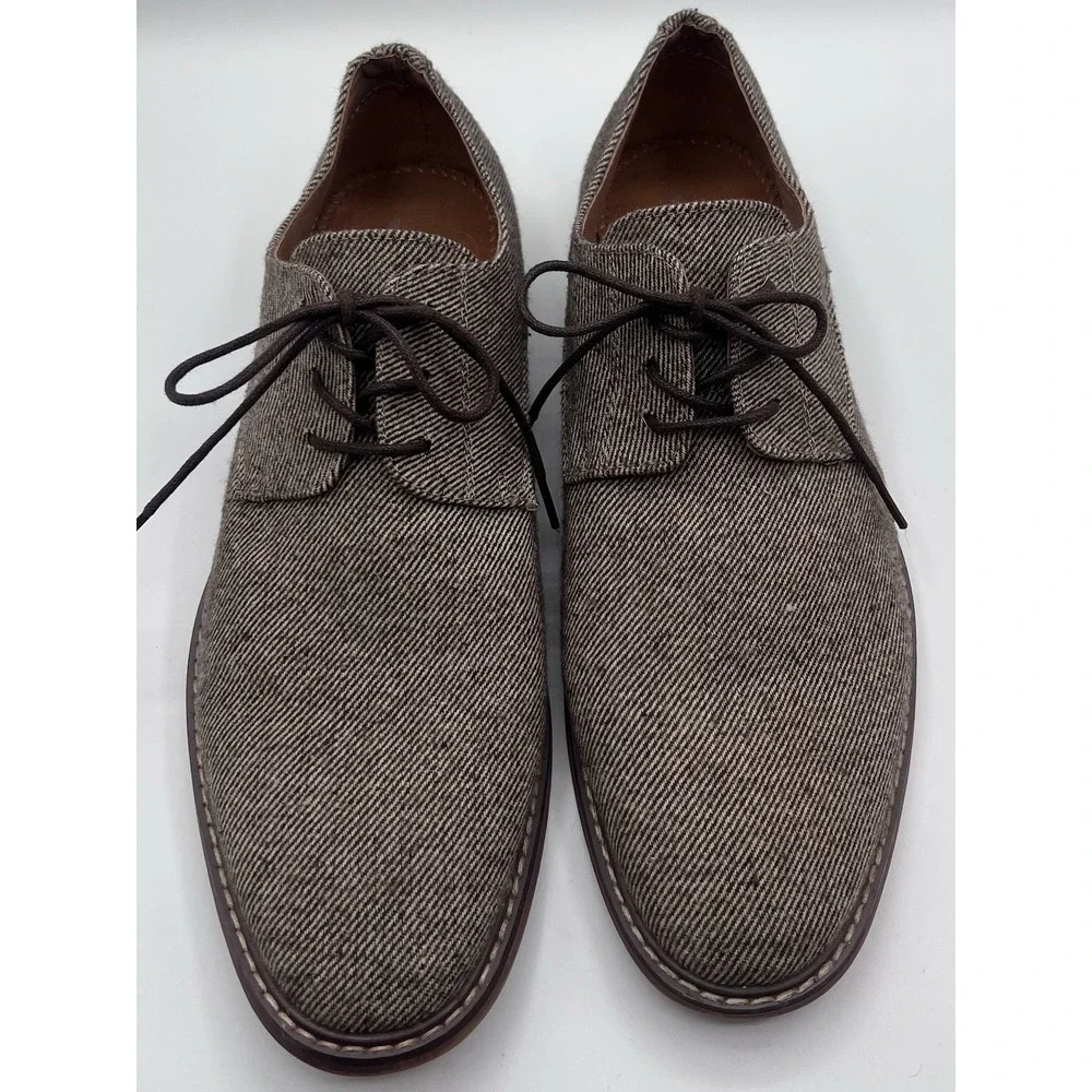 J75 Men Padrino 2 Beige Oxford Tweed Lace Up Dress Shoes Round Toe 10.5